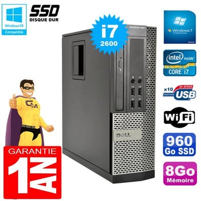 PC DELL 990 SFF Core I7-2600 RAM 8Go Scheibe 960Go SSD Gravierer Wifi W7