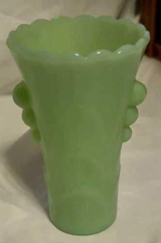 Vintage Anchor Hocking Fire King Jadeite Jadite Art Deco Flower Vase!