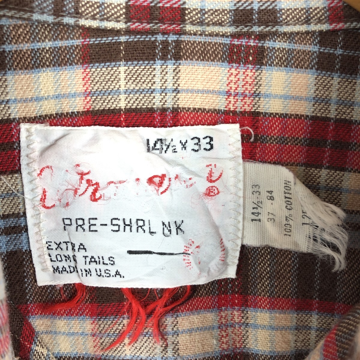 Vintage 1970'S Wrangler Check Pattern Long Sleeve Western Shirt Made in USA ... thumbnail 3