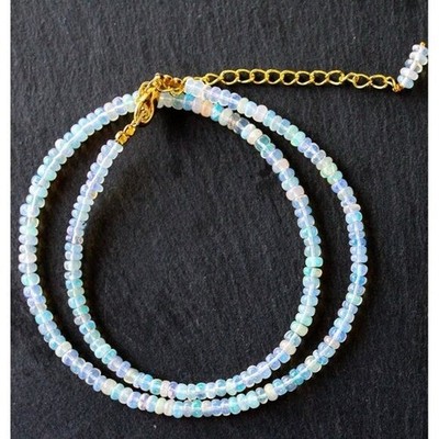 AAA Äthiopischer Feueropal Perlen Halskette Edelstein Schmuck WUNDERSCHÖNES Oktober Geschenk