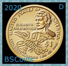 2020 D Native American Sacagawea - Peratrovich Dollar - ONE Coin - Ship TODAY!!