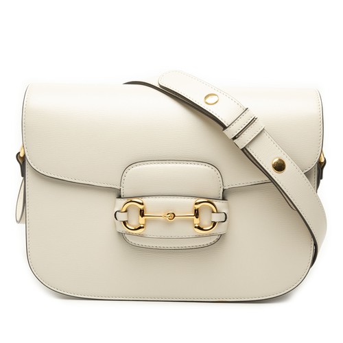 Gucci Medium Calfskin Horsebit 1955 Shoulder Bag Pre-Loved Off White