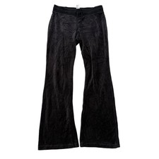 Juicy Couture Women's Black Velour Flared Track Pant Low Rise Loungewear Size M