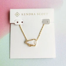 New Kendra Scott Gold Cheer Pendant Necklace White Mother-of-Pearl