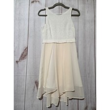 BCBGeneration White Lace Bodice Cream Chiffon High Low Dress Size 0 Sleeveless