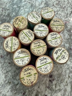Lot of Vintage Talon Wood Spools Pure Silk Thread Buttonhole Thread