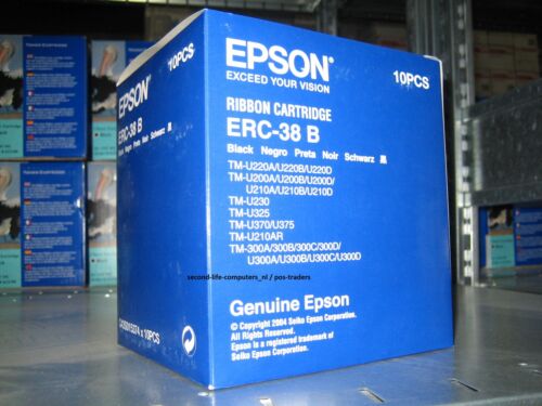 10x Epson ERC-38 B Black Ribbon 10343812628 TM-U220 TM-U325 TM-U210 TM-U230 NEW - Foto 1 di 1