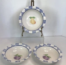 Pfaltzgraff Hopscotch - 2 Plums, Pear - 6-3/8" Cereal Bowls (Lot of 3)
