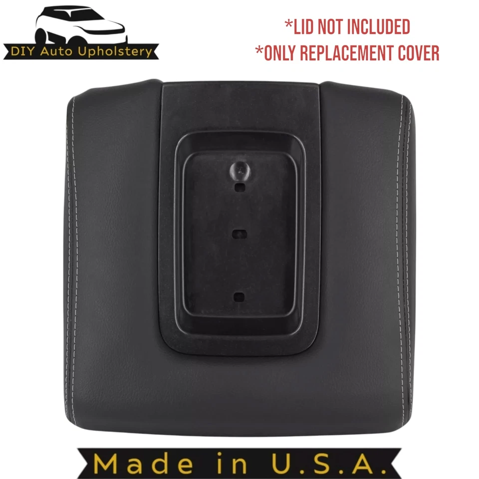 Cubierta de tapa de consola central de cuero sintético negro azabache 2014-2019 para Chevrolet Silverado Foto 4 de 4