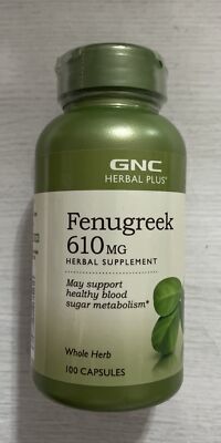 GNC Herbal Plus FENUGREEK 610 Mg Blood Sugar Metabolism 100 Capsules EXP 09/2025