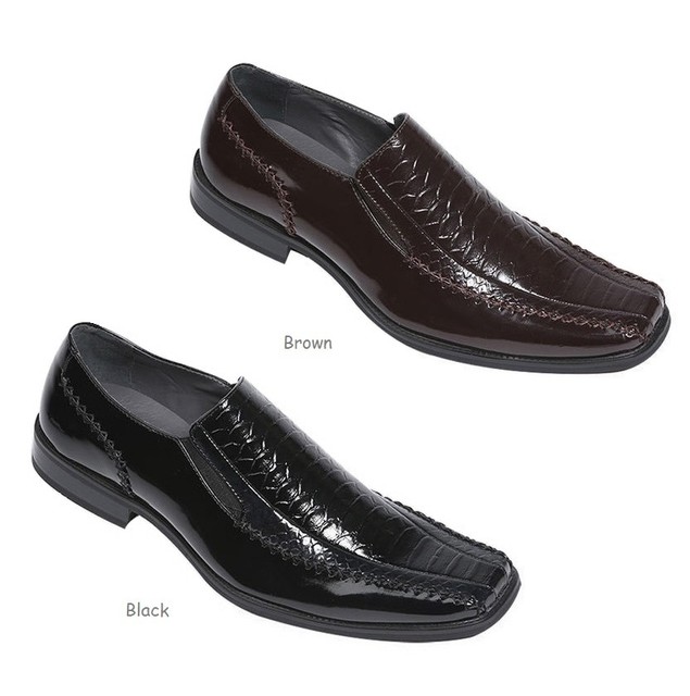 Men's Loafers Faux Leather Embossed Dress Shoes #5741 Black Brown Olive Men's Loafers Faux Leather Embossed Dress Shoes #5741 Black Brown Olive