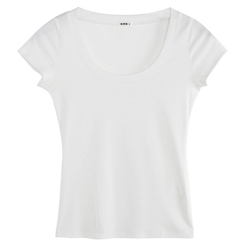Lo último 230G Camiseta Manga Corta Algodón Puro Color Sólido Cuello Redondo Base Camisa