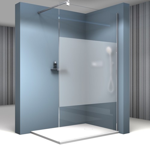 Walk-in Dusche 120x200 Cm Mit 10 Mm Nano-Glas - Teilsatiniert, Inkl. Aluminiumrahmen & Montagematerial