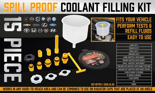 Spill Proof Radiator Coolant Filling Funnel Kit Car Auto Fluid Cooling System - Picture 2 of 8