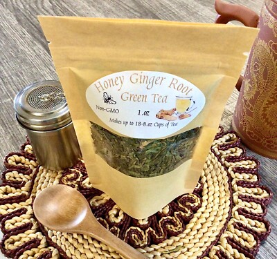 Honey Ginger Loose Leaf Green Tea 1.oz With Ginger Root