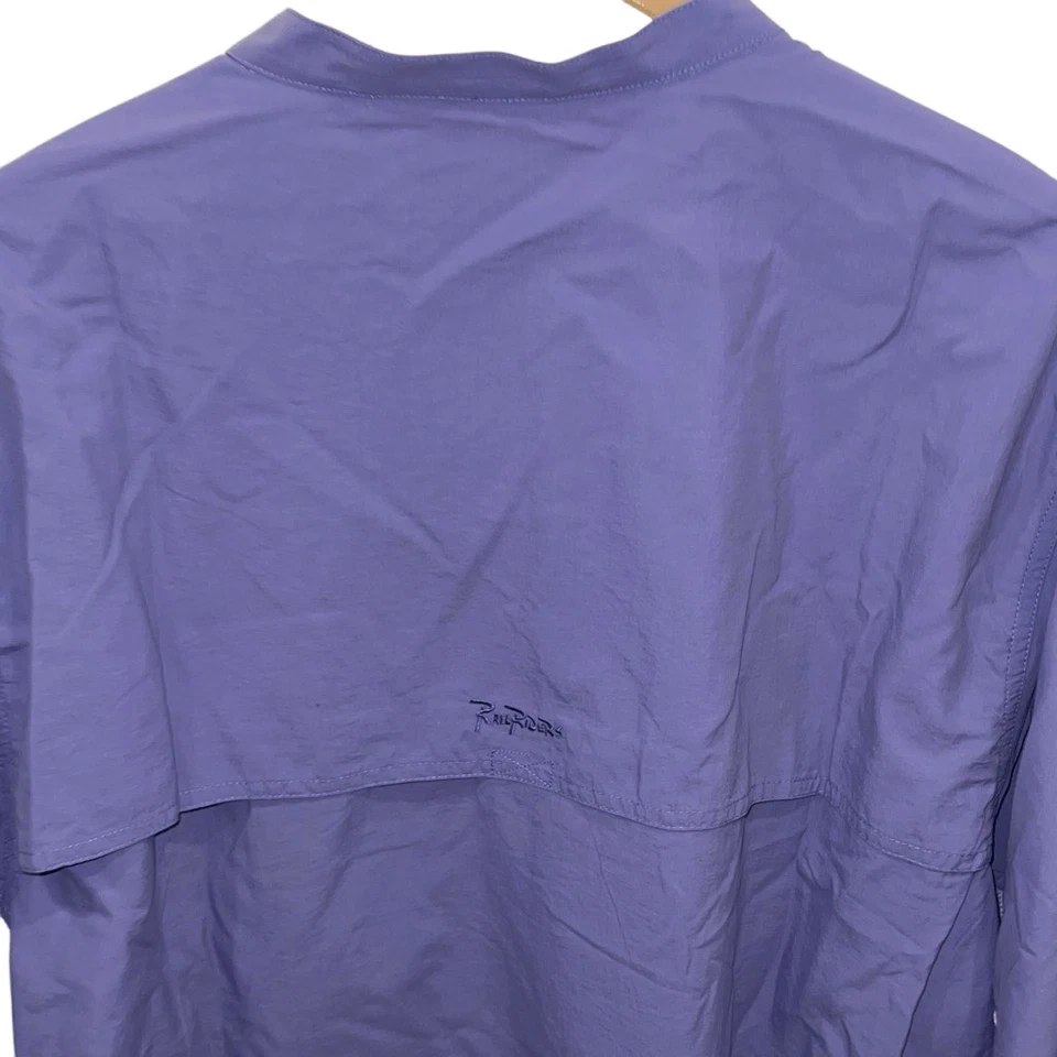 Rail Riders Para Hombres Nylon UPF 30 Manga Larga Pullover Eco Malla Camisa Púrpura Azul XX Foto 4 de 4