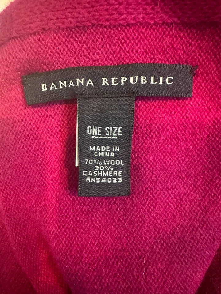 CASHMERE Wool BANANA REPUBLIC Scarf AND Gloves/Luxury Super Soft/Beige & Fuchsia - Image 3 of 4