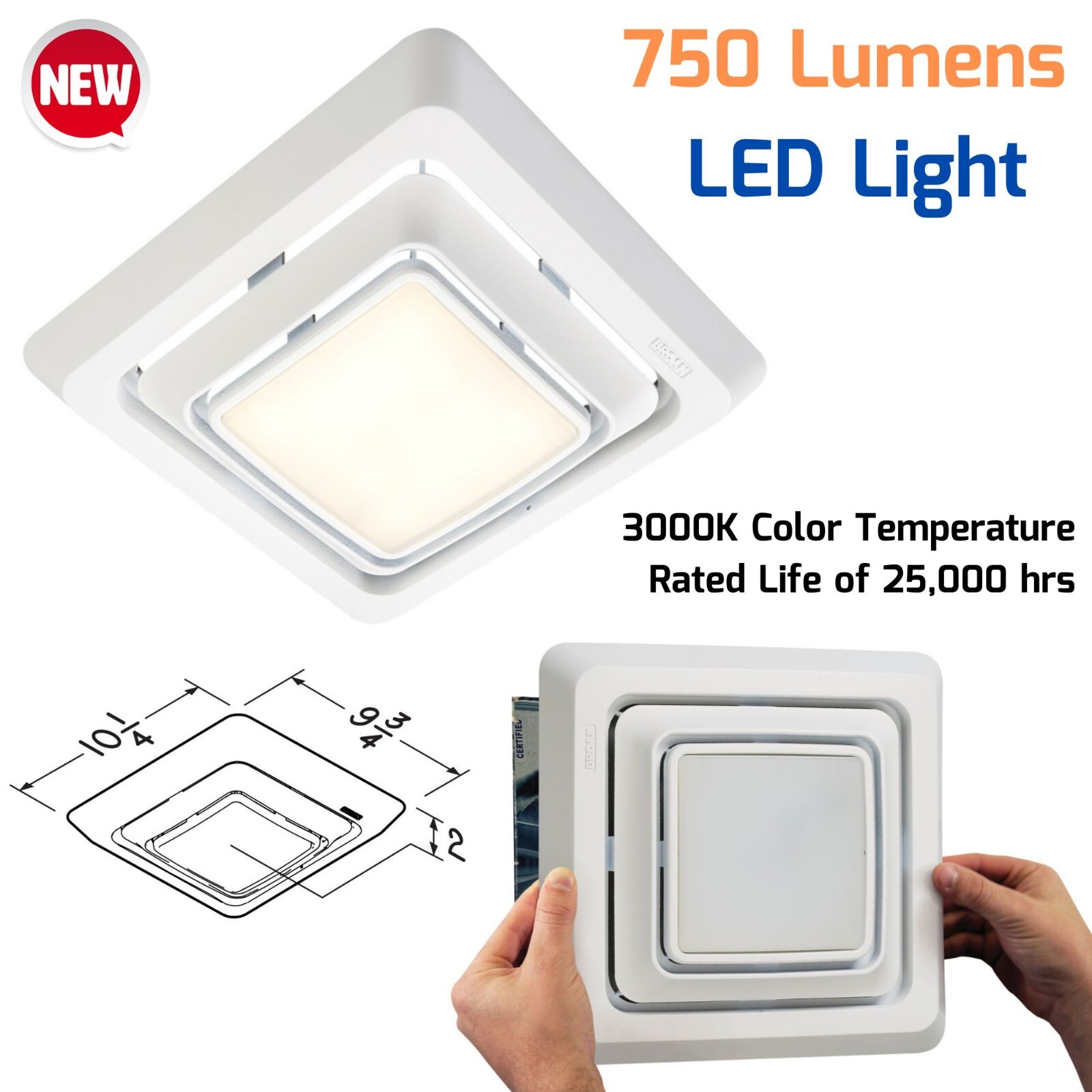 Ceiling Bathroom Vent Exhaust Fan/ Bright Light for Removing Moisture Odor  White | eBay