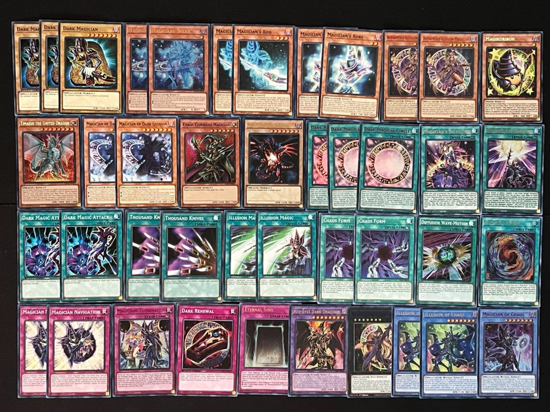 YUGIOH DARK MAGICIAN DECK- DRAGOON- ILLUSION- EBON-SOULS- APPRENTICE- CHAOS NM