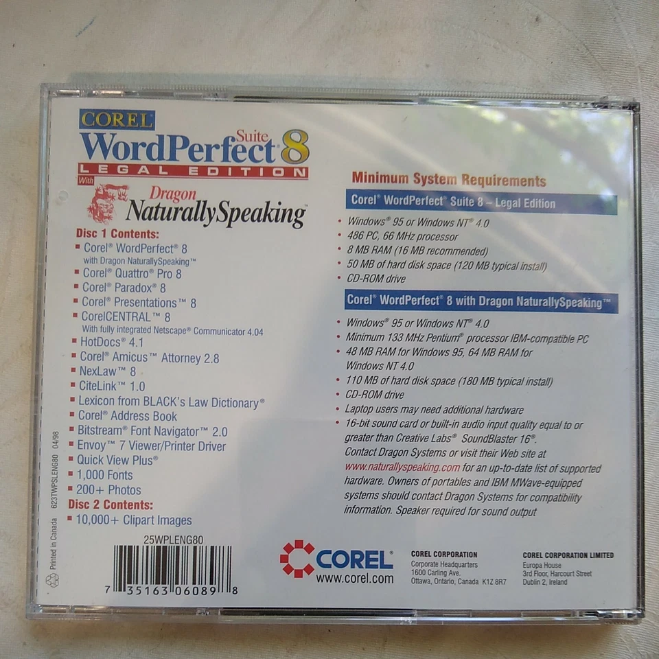 Corel Wordperfect Suite 8 Legal Edition 软件  — 第 2/2 张图片