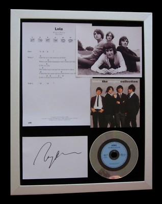 THE KINKS+DAVIES+SIGNED+FRAMED+LOLA+WATERLOO=100% AUTHENTIC+EXPRESS GLOBAL SHIP