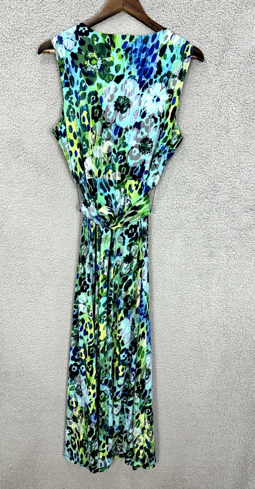 Maxi Vestido Jones Studio Babydoll Mujer Grande Verde Animal Floral Cinturón Boho Y2K Foto 2 de 4