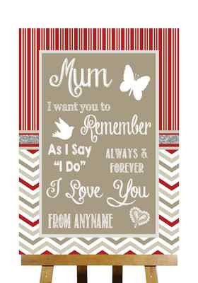 Personalisiertes Hochzeitsschild rot & grau Winter Weihnachtsbotschaft für Mama
