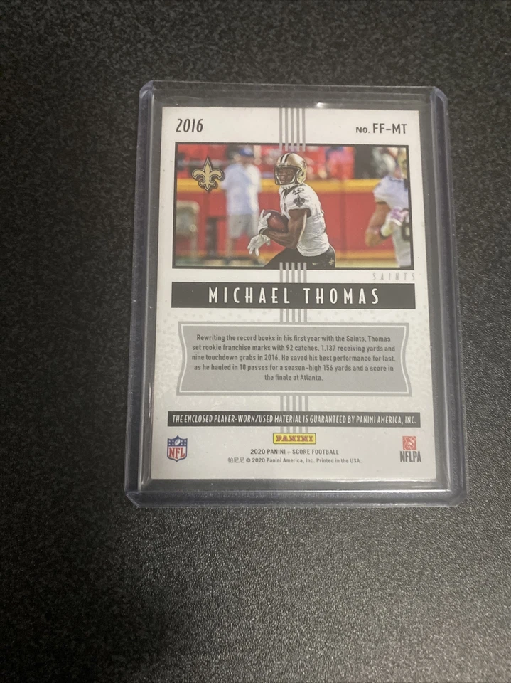 2020 SCORE FOOTBALL FRESHMAN FLASHBACKS  RELIC CARD MICHAEL THOMAS #FF-MT - Image 2 of 4