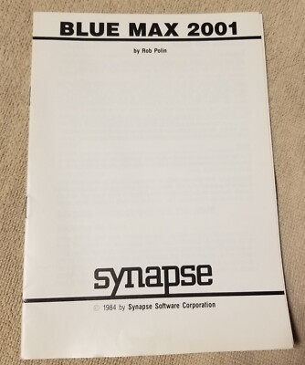 BLUE MAX 2001 PC Game Player Manual 1984 Atari Commodore Synapse Software 
