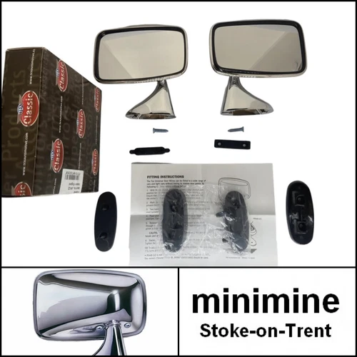 Classic Mini Door Mirror TEX Stainless Steel 1970-1980 GAM215 GAM216 mk3 clubman