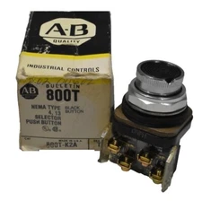 Allen Bradley 800T-K2A Black Flush Push Button NOS