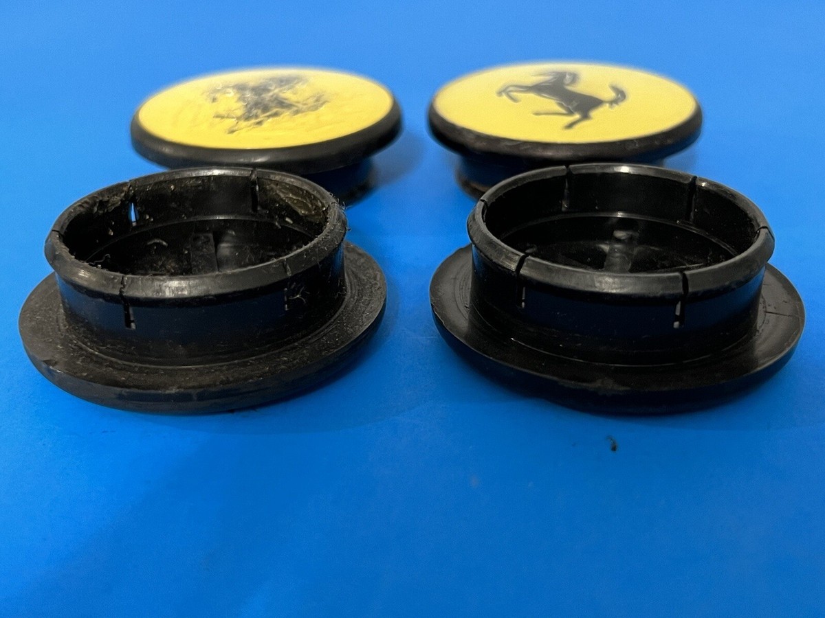 FERRARI GENUINE FACTORY ORIGINAL OEM YELLOW CENTER CAPS SET OF 4