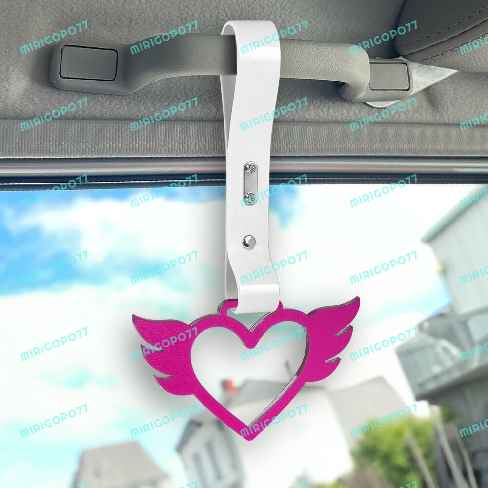 Car Accessory JDM Flying Heart TSURIKAWA Purple Ring White PVC