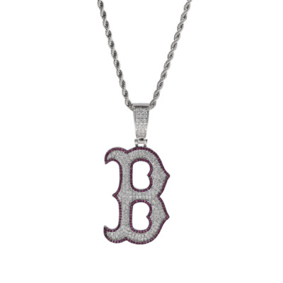 Hip Hop Pendant Necklace Bling Iced Out AAA+ CZ B Letter 18K