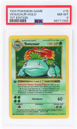 1999 Pokemon Base Set Venusaur 1st Edition Holo #15 PSA 8