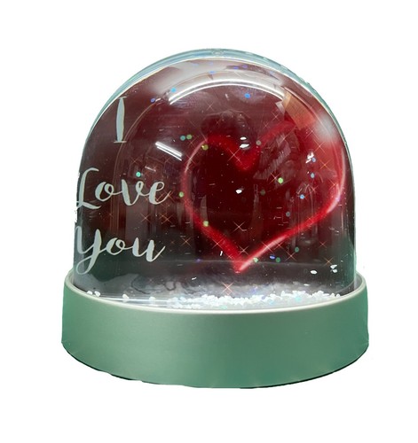 I Love You Snow Globe - Metallic Base Snow Globe Glitter Dome Shaker Ornament - 第 1/7 張圖片