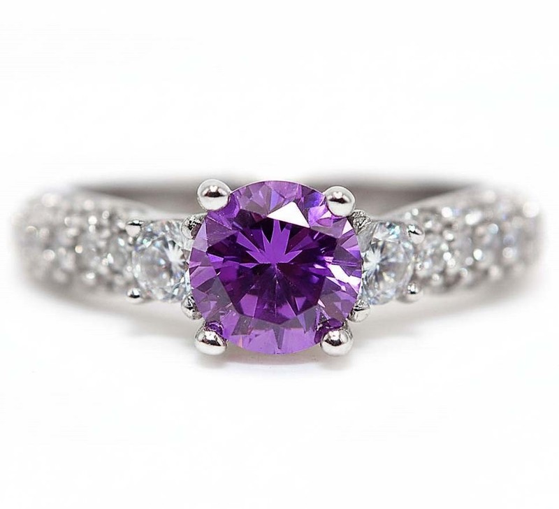 3CT Amethyst 925 Solid Sterling Silver Ring Jewelry Sz 7 NF1-7