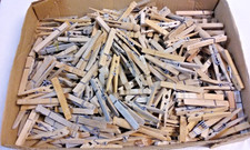 vintage 3.5 lbs. Wood Spring Clothes Pins Lot