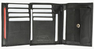 Marshal Mens Leather Trifold Wallet Hipster Multi Card ID Holder Black