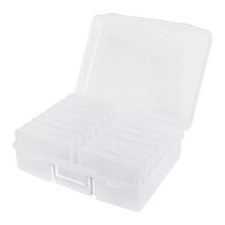 Transparent 4"x6" Photo Cases Craft Keeper with Handle - 16 Plastic Storage...