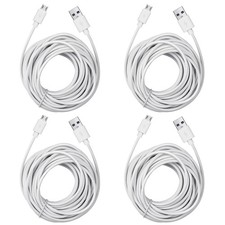 Smays 4-Pack 25ft Security Camera Micro USB Extension Cable 4 feet, White