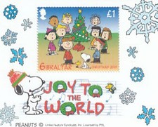 2001/ GIBRALTAR ** MNH BLOCK PEANUTS SNOOPY WEIHNACHTEN