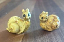 L/2 Ceramic Macramé Beads Figural Snails Grasshopper Vintage Yellow