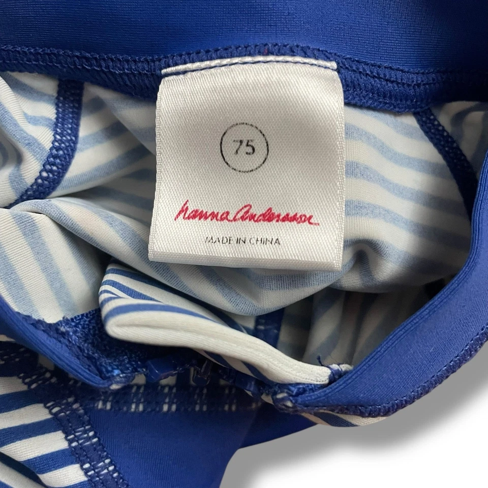 Traje de baño Hanna Andersson azul a rayas manga larga protección contra erupciones 75 12-18M Foto 2 de 4