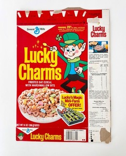 Vintage 1983 General Mills Lucky Charms Cereal Box Magic Mini Farm Premium