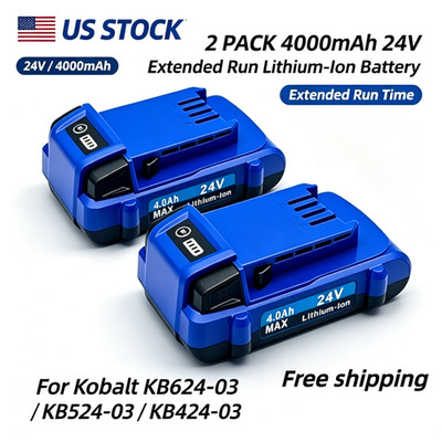2-PACK 4000mAh 24V battery For Kobalt KRC 2404-03 24V Handheld Mini Vacuum US