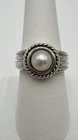 Vintage Sterling Silver Braided Taxco Style Ring Bold Cultured Pearl Size 8 925