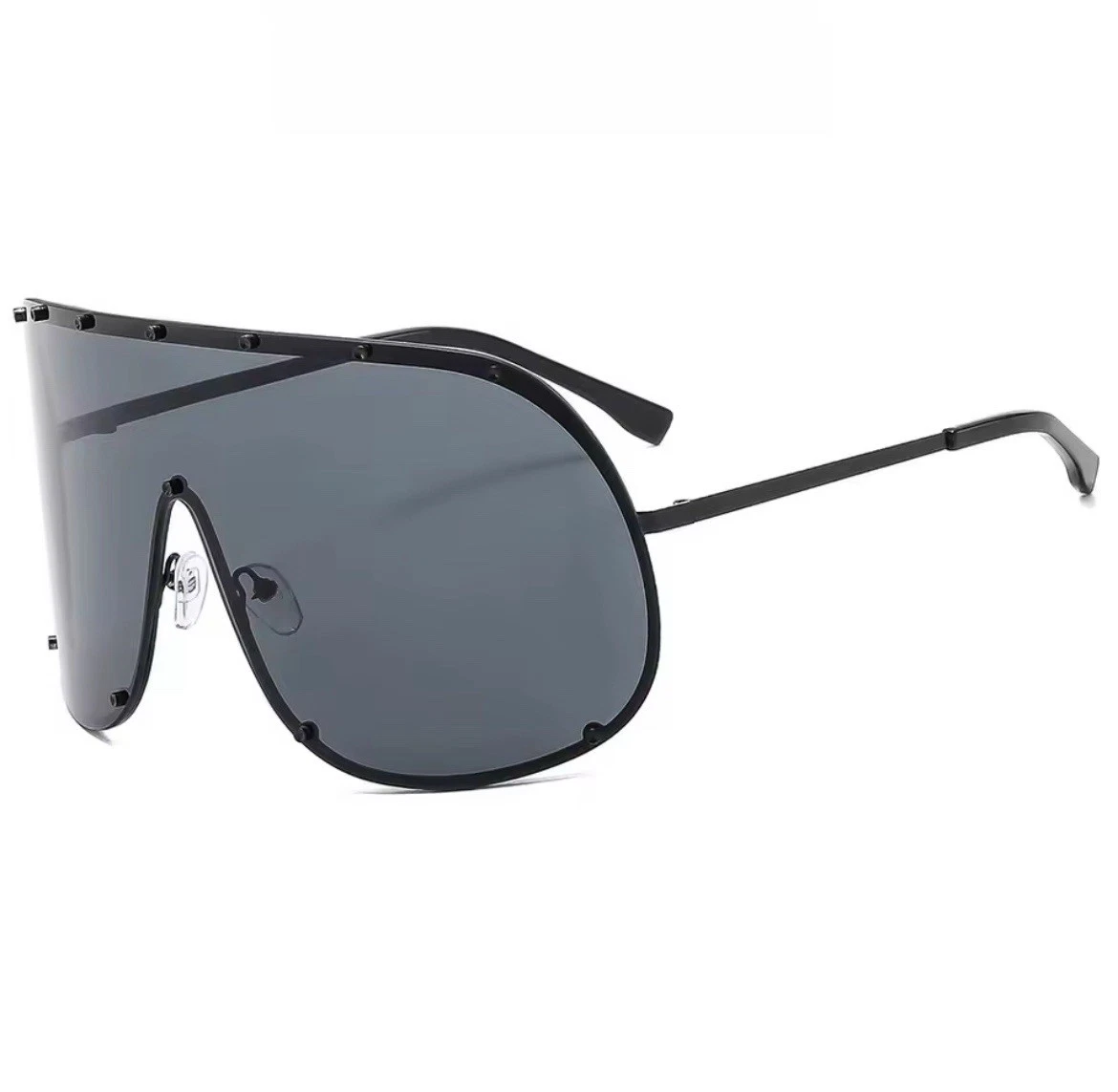 RICK OWENS Occhiali Da Sole Rick Shield Mask Lenti Avantgarde Owens Black Lens Black Rivet
