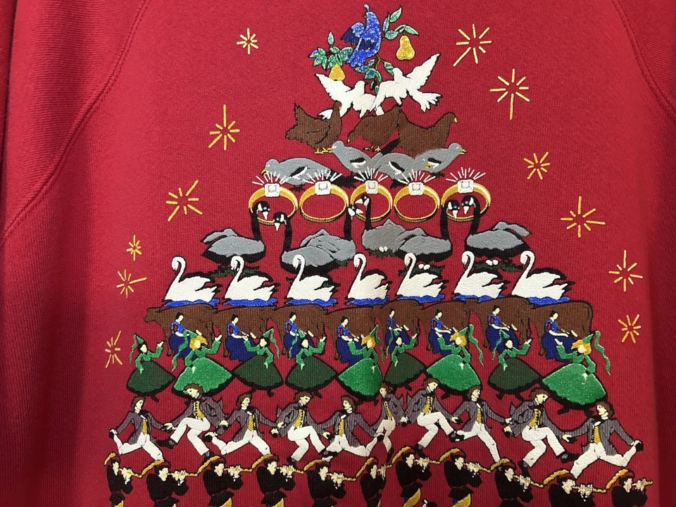 Sudadera Vintage 12 Días de Navidad Talla Grande Roja Estampado Gráfico Vacaciones Foto 4 de 4