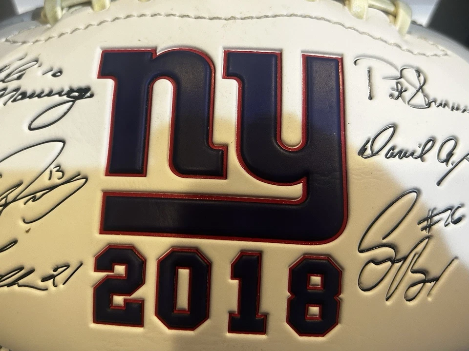 NY Giants 2018 1 de 1000 Fútbol FIRMADO POR TODA LA ALINEACIÓN Foto 2 de 4